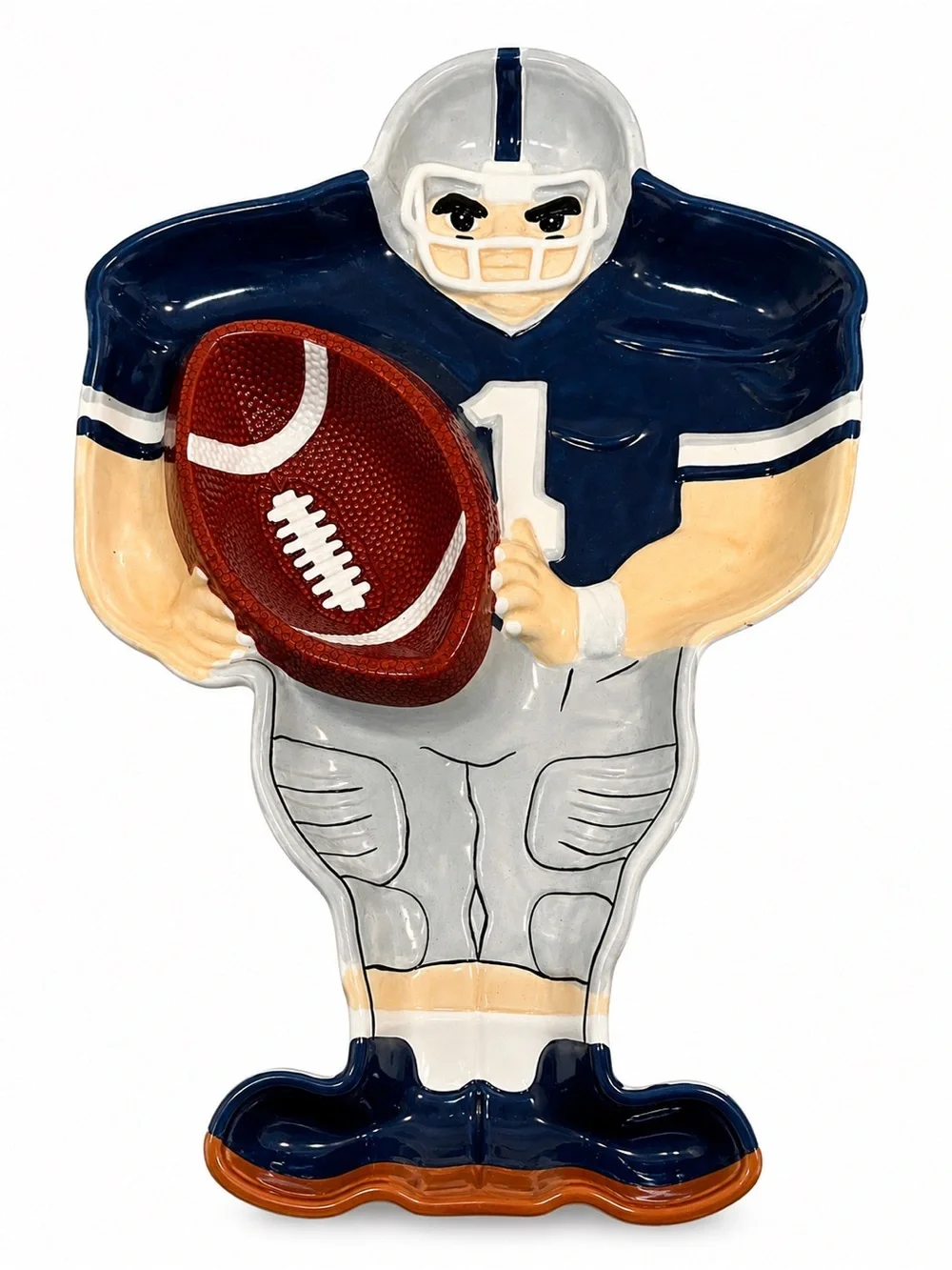Vintage Boston Warehouse Football Player  Chip and Dip Dish
